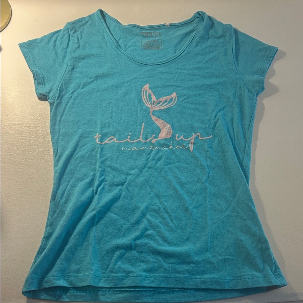 Tails Up Nantucket Women's Aqua Tee